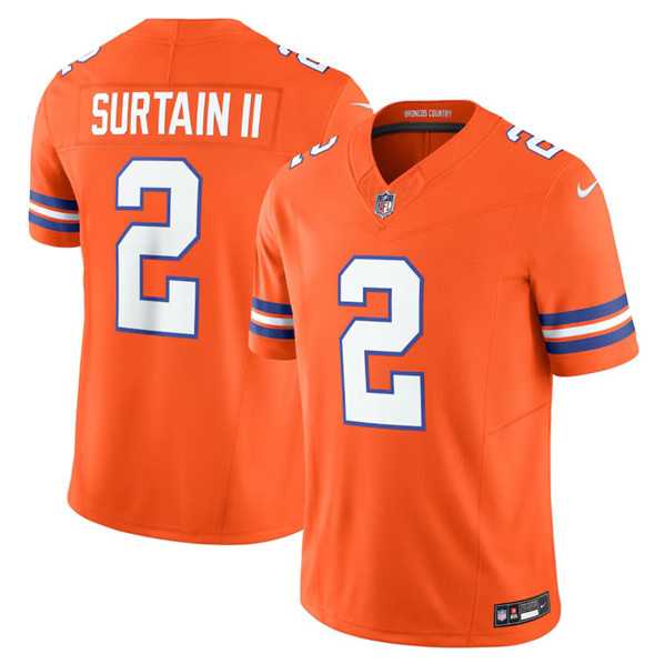 Men & Women & Youth Denver Broncos #2 Pat Surtain II Orange Mile High Collection F.U.S.E. 1977 Throwback Vapor Limited Stitched Jersey->cincinnati bengals->NFL Jersey